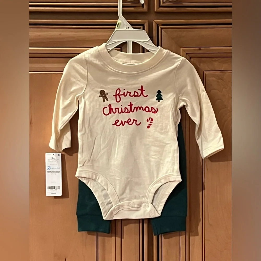NWT Carter's Baby 2pc First Christmas Ever Long Sleeve Bodysuit & Pants Set